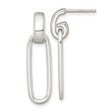 Sterling Silver Drop Earrings with Elongated Oval Links, Modern Minimalist Style for Women
