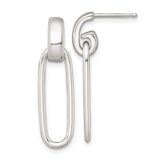 Sterling Silver Drop Earrings with Elongated Oval Links, Modern Minimalist Style for Women