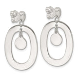 Sterling Silver Dangle Earrings with Mother of Pearl Disc and Open Oval Design for Women