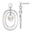Sterling Silver Dangle Earrings with Mother of Pearl Disc and Open Oval Design for Women