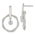 Sterling Silver Dangle Earrings with Cubic Zirconia and Twisted Rope Circle Design