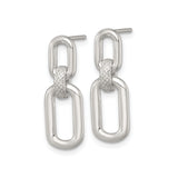 Sterling Silver Drop Earrings with Interlocking Oval and Round Links, Textured Design