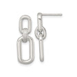 Sterling Silver Drop Earrings with Interlocking Oval and Round Links, Textured Design