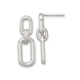 Sterling Silver Drop Earrings with Interlocking Oval and Round Links, Textured Design