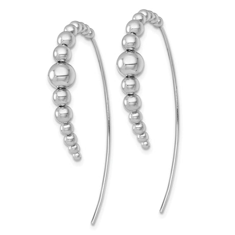 Sterling Silver Climber Earrings with Graduated Bead Design, Modern Minimalist Style for Women