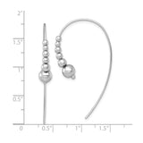 Sterling Silver Threader Earrings with Graduated Polished Beads, Minimalist Curved Dangle Design