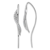 Sterling Silver Threader Earrings with Cubic Zirconia, Twisted Wave Minimalist Design for Women