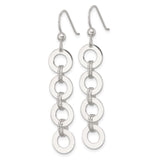 Sterling Silver Dangle Earrings with Interlocking Open Circles, Polished and Textured Geometric Design