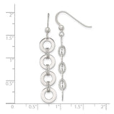 Sterling Silver Dangle Earrings with Interlocking Open Circles, Polished and Textured Geometric Design