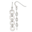 Sterling Silver Dangle Earrings with Interlocking Open Circles, Polished and Textured Geometric Design