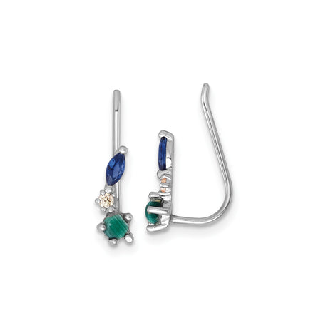 Sterling Silver Drop Earrings with Blue Sapphires and Green Malachite Stones