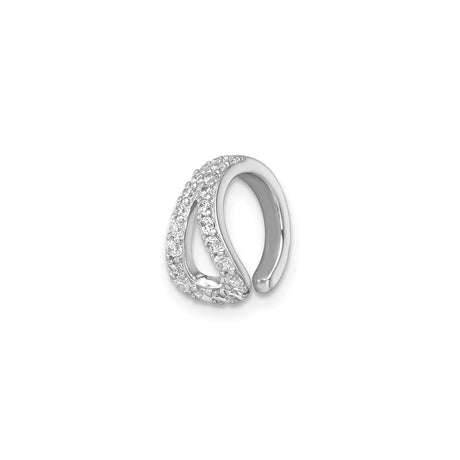 Sterling Silver Ear Cuff for Women with Crossover Design, Sparkling Cubic Zirconia Accents, Non-Pierced Earring Featuring Modern Look, Rhodium Plated Finish, Elegant Style, Lightweight Fit
