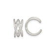 Sterling Silver Ear Cuffs Set with Open Lattice and Sleek Curved Design, Modern Geometric Style for Women or Unisex Wear, Nonpierced Adjustable Contemporary Fashion Jewelry for Cartilage and Helix