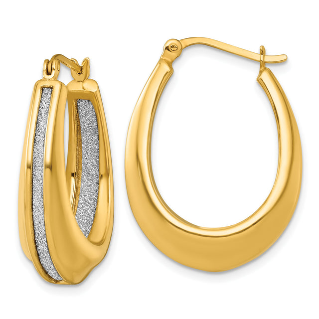 Sterling Silver Twisted Teardrop Hoop Earrings, Dual Tone Textured Oval Drop Design for Women