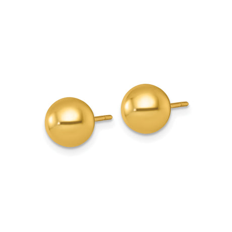 Sterling Silver Gold Plated Ball Stud Earrings, Minimalist Polished Round Design for Women