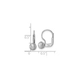 Sterling Silver Leverback Earrings with Round Bead, Brushed Matte Finish, Lightweight Drop Style