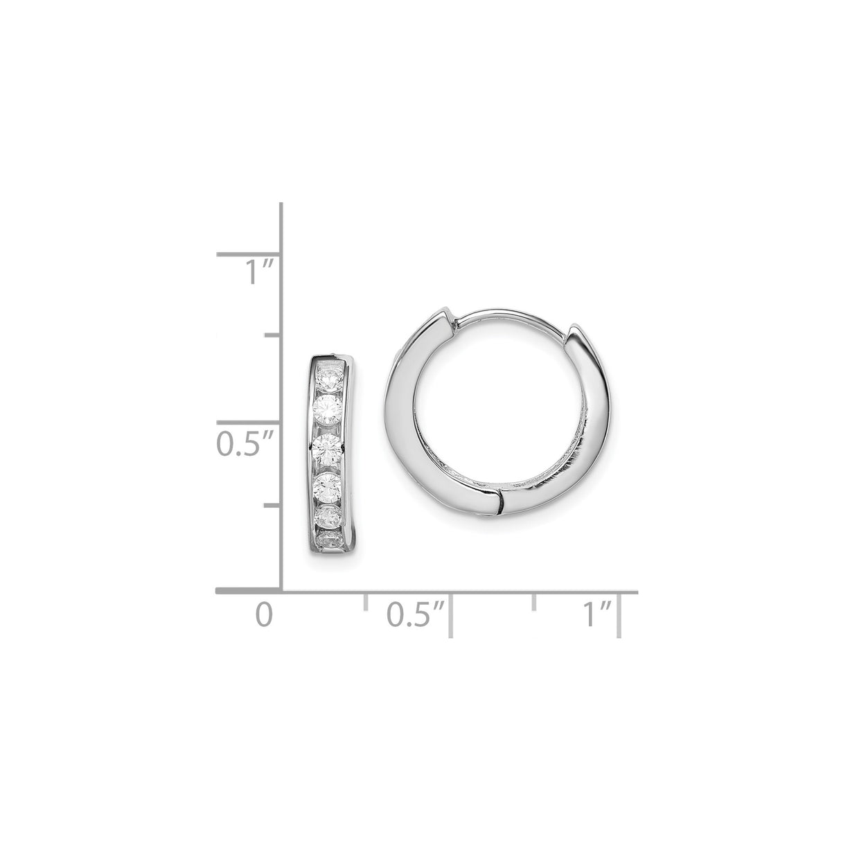 Sterling Silver Huggie Hoop Earrings with Channel Set Cubic Zirconia, Minimalist Style