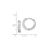 Sterling Silver Huggie Hoop Earrings with Channel Set Cubic Zirconia, Minimalist Style