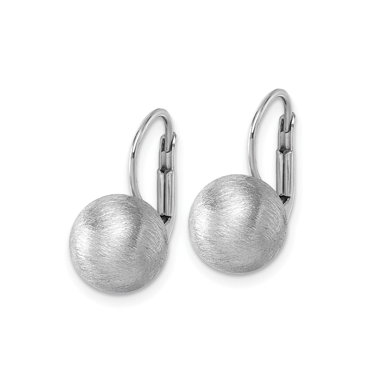 Sterling Silver Dangle Earrings, Brushed Finish Dome Drop, Modern Minimalist Round Style