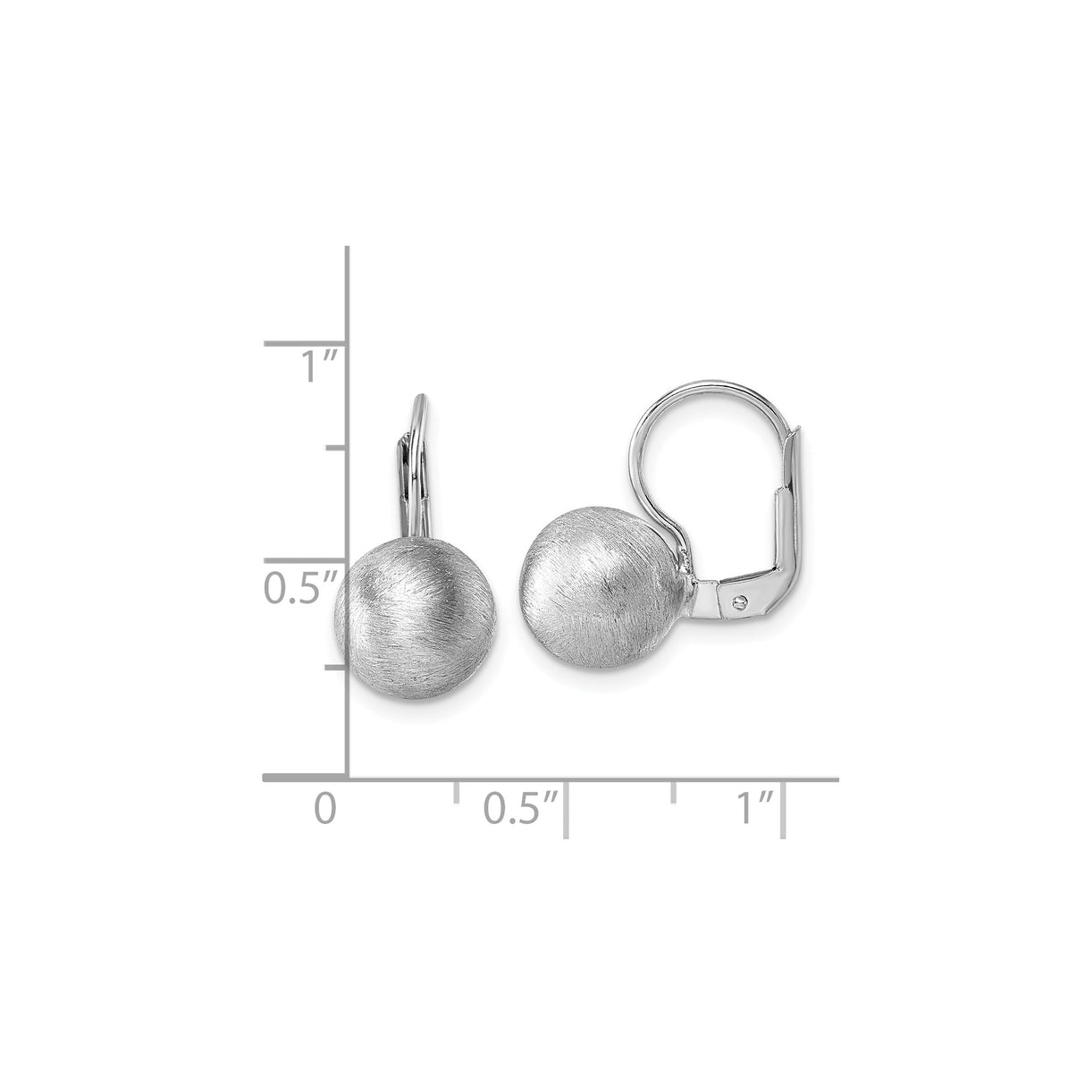 Sterling Silver Dangle Earrings, Brushed Finish Dome Drop, Modern Minimalist Round Style