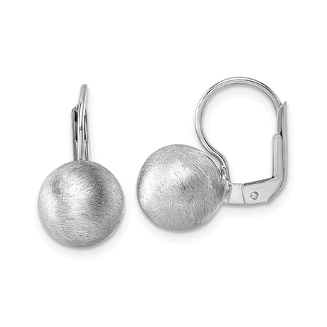 Sterling Silver Dangle Earrings, Brushed Finish Dome Drop, Modern Minimalist Round Style