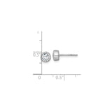 Sterling Silver Stud Earrings with Round Cut Cubic Zirconia, Bezel Setting, Milgrain Detail