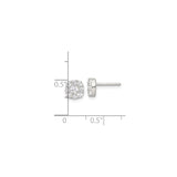 Sterling Silver Stud Earrings with Round Cut Cubic Zirconia in Cushion Halo Setting
