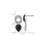 Sterling Silver Teardrop Circle Drop Earrings Textured Onyx