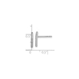 Sterling Silver Bar Stud Earrings with Cubic Zirconia, Minimalist Vertical Design