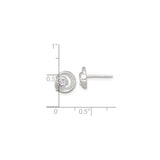 Sterling Silver Stud Earrings with Cubic Zirconia, Modern Swirl Spiral Design for Women
