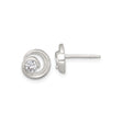 Sterling Silver Stud Earrings with Cubic Zirconia, Modern Swirl Spiral Design for Women