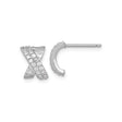 Sterling Silver X Shaped Earrings for Women with Clear Cubic Zirconia Accents, Textured Crisscross Design, Modern Studs for Everyday Wear, Sparkly Minimalist Jewelry, Elegant Fashion Silver Studs