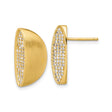 Sterling Silver Stud Earrings with Cubic Zirconia, Half Moon Shape, Matte and Polished Finish
