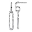 Sterling Silver Drop Earrings with Cubic Zirconia, Twisted Link and Paperclip Design