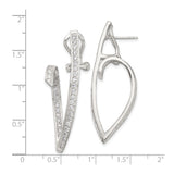 Sterling Silver Dangle Earrings with Cubic Zirconia, Open Teardrop Twist Design, Modern Drop Style