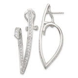 Sterling Silver Dangle Earrings with Cubic Zirconia, Open Teardrop Twist Design, Modern Drop Style