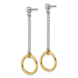 Sterling Silver Drop Earrings with Cubic Zirconia and Gold-Tone Open Circle Charm