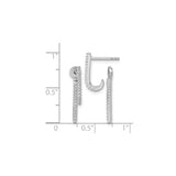 Sterling Silver Linear Drop Earrings with Pavé Cubic Zirconia, Modern Minimalist Dangle Design