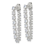 Sterling Silver Drop Earrings with Cubic Zirconia, Linear Tennis Style Design for Women