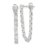 Sterling Silver Drop Earrings with Cubic Zirconia, Linear Tennis Style Design for Women