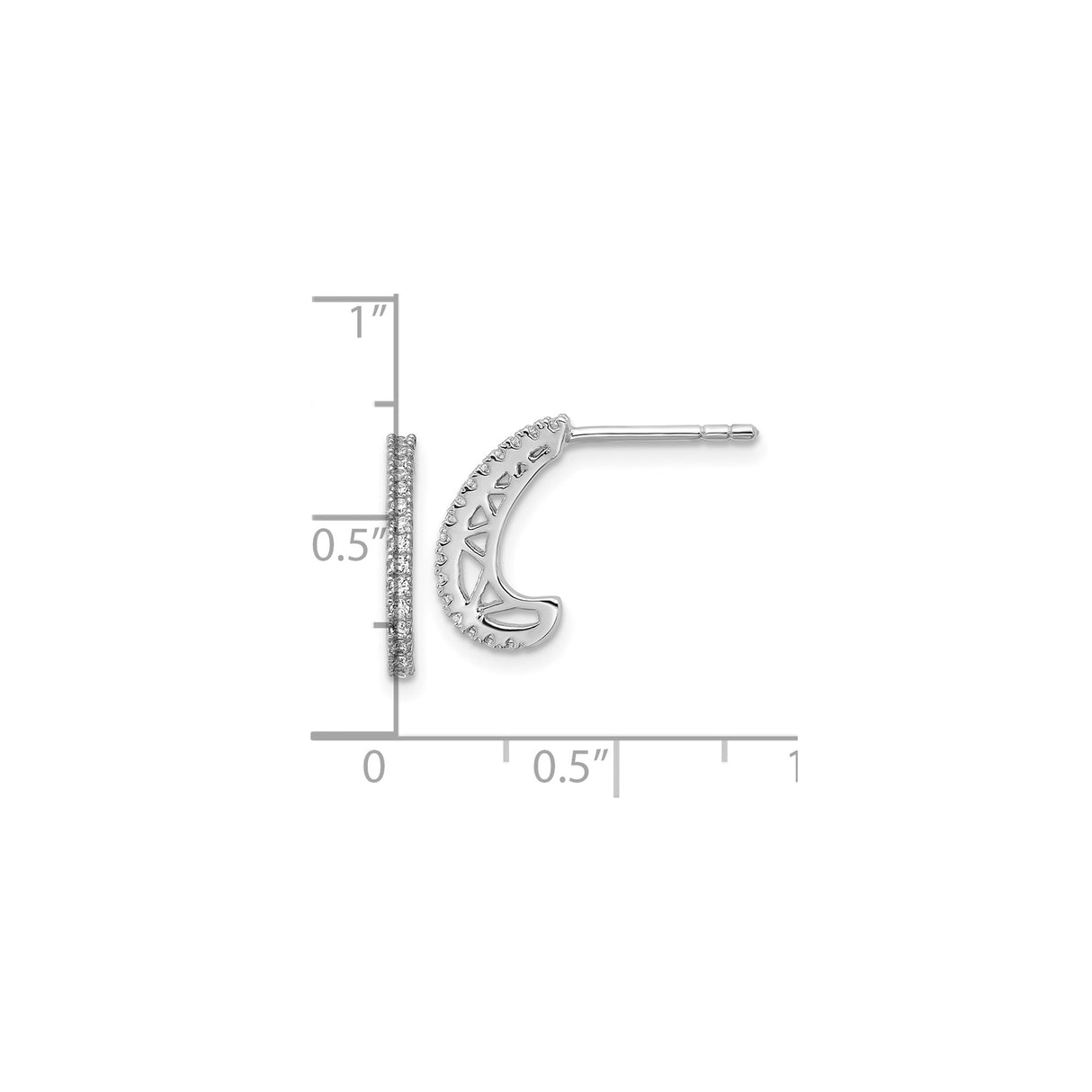 Sterling Silver Half Hoop Earrings with Cubic Zirconia and Filigree Detail