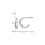 Sterling Silver Hoop Earrings with Cubic Zirconia, Modern Open Minimalist Design for Women