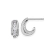 Sterling Silver Hoop Earrings with Channel Set Cubic Zirconia, Double Row Design