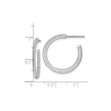 Sterling Silver Hoop Earrings with Cubic Zirconia Row, Polished Open Circle Design