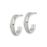 Sterling Silver Hoop Earrings with Cubic Zirconia Accents, Polished Minimalist Design