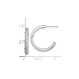 Sterling Silver Hoop Earrings with Cubic Zirconia Accents, Minimalist Mid-Size Design for Women
