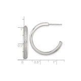 Sterling Silver Hoop Earrings with Cubic Zirconia, Sleek Polished Minimalist Design