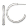 Sterling Silver Hoop Earrings with Cubic Zirconia, Sleek Polished Minimalist Design