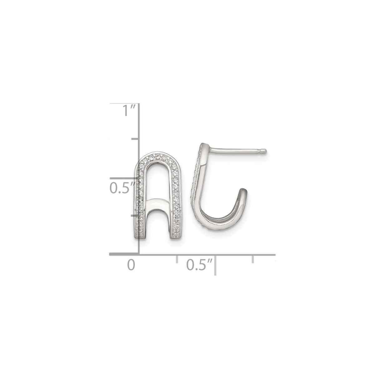 Sterling Silver Letter A Stud Earrings with Cubic Zirconia, Alphabet Initial Design