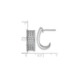 Sterling Silver Hoop Earrings with Cubic Zirconia, Wide Band Openwork Design